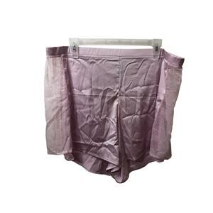 mentionables Women's plus Size 2X Lace-Trim Soft Satin Boxer Sleep Shorts Pink